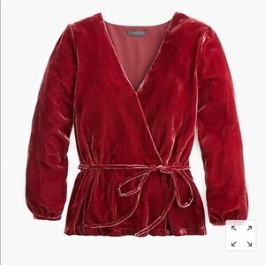 J. Crew Faux-wrap top in drapey velvet